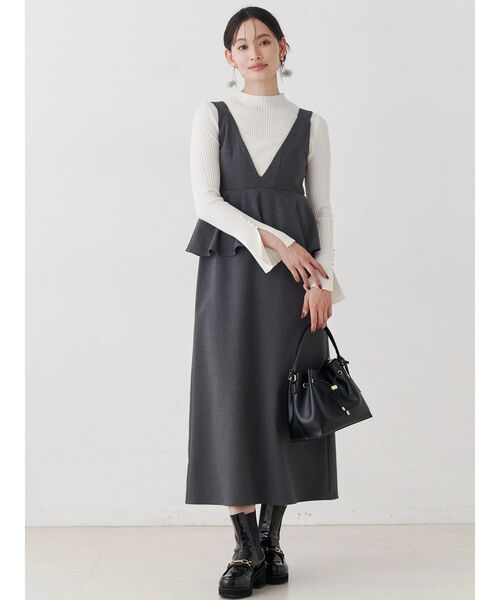 MERCURYDUO（マーキュリーデュオ）の「ペプラムジャンスカ（ジャンパースカート・レディース・グレー/ブラック・SMALL/MEDIUM）」の3枚目の写真