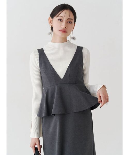 MERCURYDUO（マーキュリーデュオ）の「ペプラムジャンスカ（ジャンパースカート・レディース・グレー/ブラック・SMALL/MEDIUM）」の5枚目の写真