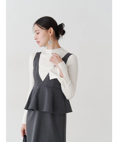 MERCURYDUO（マーキュリーデュオ）の「ペプラムジャンスカ（ジャンパースカート・レディース・グレー/ブラック・SMALL/MEDIUM）」の6枚目の写真