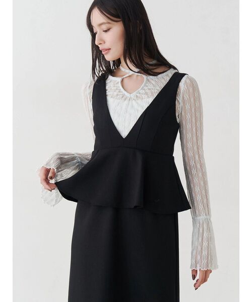 MERCURYDUO（マーキュリーデュオ）の「ペプラムジャンスカ（ジャンパースカート・レディース・グレー/ブラック・SMALL/MEDIUM）」の9枚目の写真