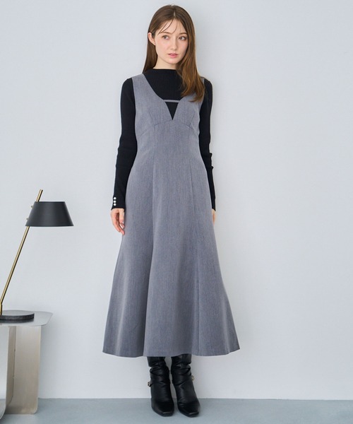 NOELA（ノエラ）の「デザインネックジャンスカ（ジャンパースカート・レディース・チャコールグレー/ベージュ・S/M）」の17枚目の写真