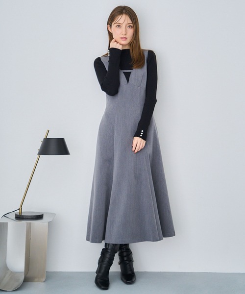 NOELA（ノエラ）の「デザインネックジャンスカ（ジャンパースカート・レディース・チャコールグレー/ベージュ・S/M）」の18枚目の写真