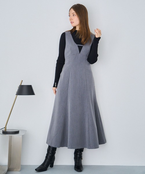 NOELA（ノエラ）の「デザインネックジャンスカ（ジャンパースカート・レディース・チャコールグレー/ベージュ・S/M）」の19枚目の写真