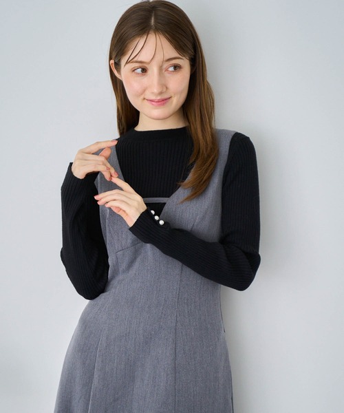 NOELA（ノエラ）の「デザインネックジャンスカ（ジャンパースカート・レディース・チャコールグレー/ベージュ・S/M）」の21枚目の写真