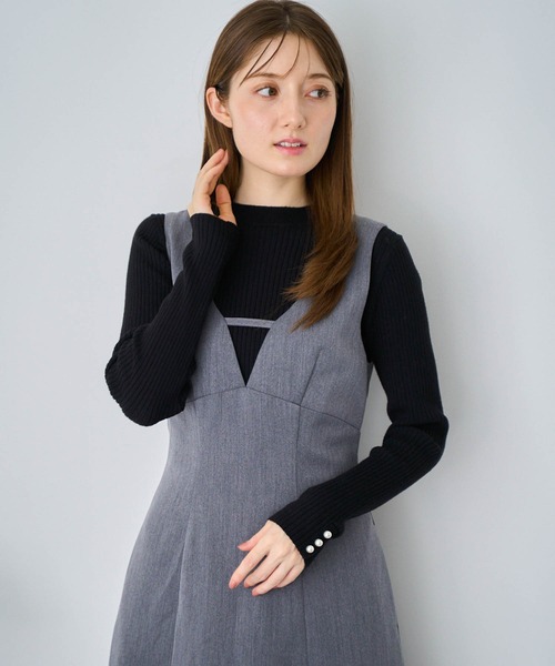 NOELA（ノエラ）の「デザインネックジャンスカ（ジャンパースカート・レディース・チャコールグレー/ベージュ・S/M）」の22枚目の写真