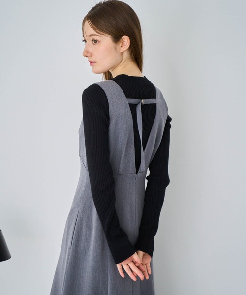 NOELA（ノエラ）の「デザインネックジャンスカ（ジャンパースカート・レディース・チャコールグレー/ベージュ・S/M）」の14枚目の写真