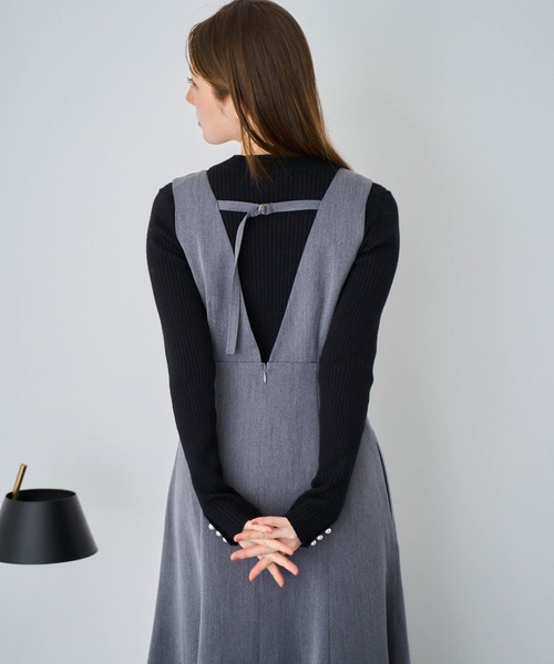 NOELA（ノエラ）の「デザインネックジャンスカ（ジャンパースカート・レディース・チャコールグレー/ベージュ・S/M）」の15枚目の写真