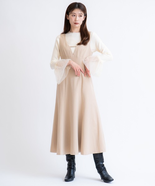 NOELA（ノエラ）の「デザインネックジャンスカ（ジャンパースカート・レディース・チャコールグレー/ベージュ・S/M）」の11枚目の写真