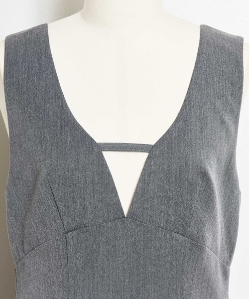 NOELA（ノエラ）の「デザインネックジャンスカ（ジャンパースカート・レディース・チャコールグレー/ベージュ・S/M）」の5枚目の写真