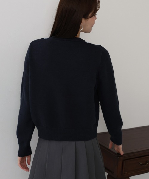BLUEEAST(ブルーイースト)の「アーガイルニットカーディガン(カーディガン/ボレロ・レディース・ネイビー/アイボリー/グレー・MEDIUM)」の16枚目の写真