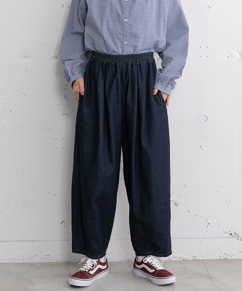 POU DOU DOU(プードゥドゥ)の「2タックカーブパンツ(その他パンツ・レディース・インディゴブルー/キナリ・M)」の2枚目の写真
