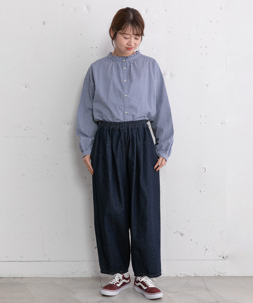 POU DOU DOU(プードゥドゥ)の「2タックカーブパンツ(その他パンツ・レディース・インディゴブルー/キナリ・M)」の3枚目の写真