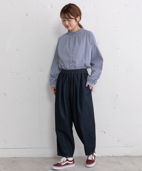 POU DOU DOU(プードゥドゥ)の「2タックカーブパンツ(その他パンツ・レディース・インディゴブルー/キナリ・M)」の4枚目の写真