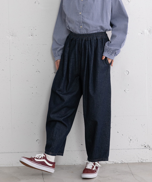 POU DOU DOU(プードゥドゥ)の「2タックカーブパンツ(その他パンツ・レディース・インディゴブルー/キナリ・M)」の8枚目の写真