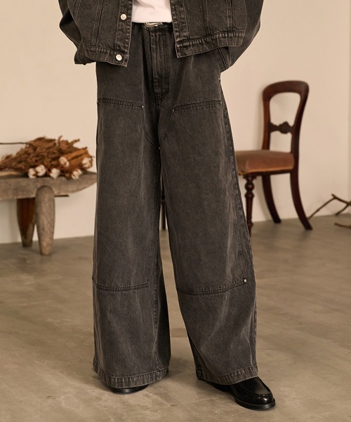 セール】Studded Double Knee Baggy Pants/スタッズダブルニーバギー