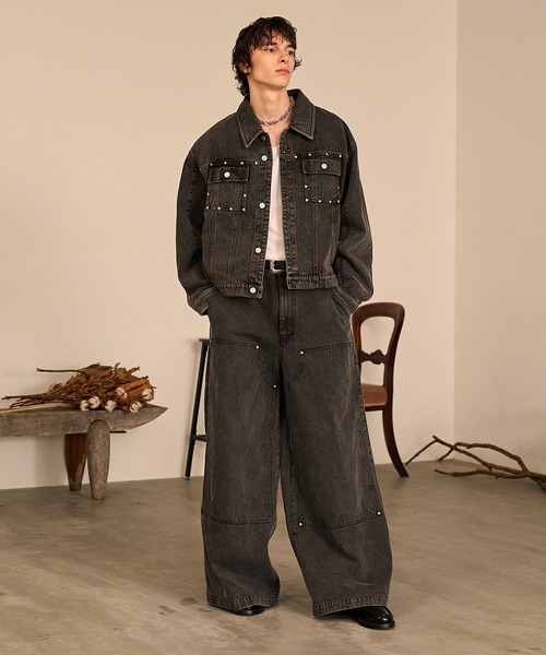 Forte(フォルテ)(フォルテ)の「Studded Double Knee Baggy Pants/スタッズダブルニーバギーパンツ(デニムパンツ・メンズ・ブラック/ブラウン/グレー・SMALL/MEDIUM/LARGE)」の19枚目の写真