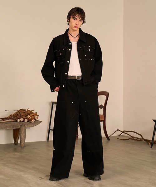 Forte(フォルテ)(フォルテ)の「Studded Double Knee Baggy Pants/スタッズダブルニーバギーパンツ(デニムパンツ・メンズ・ブラック/ブラウン/グレー・SMALL/MEDIUM/LARGE)」の5枚目の写真