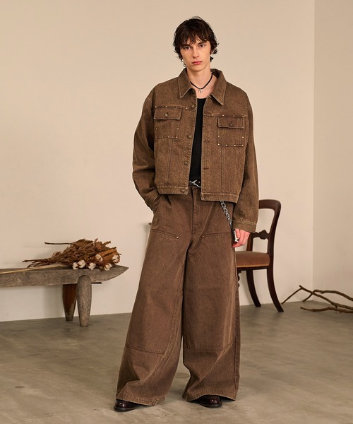 Forte(フォルテ)(フォルテ)の「Studded Double Knee Baggy Pants/スタッズダブルニーバギーパンツ(デニムパンツ・メンズ・ブラック/ブラウン/グレー・SMALL/MEDIUM/LARGE)」の10枚目の写真