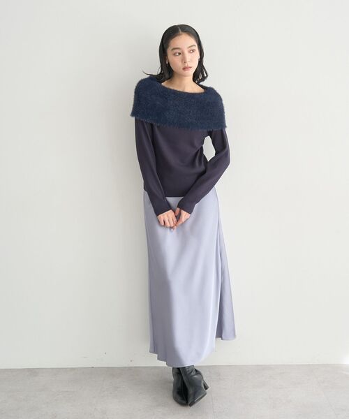 YECCA VECCA(イェッカヴェッカ)の「サテンフレアスカート(スカート・レディース・ブラウン/ブルー系その他7/アイボリー・FREE)」の4枚目の写真