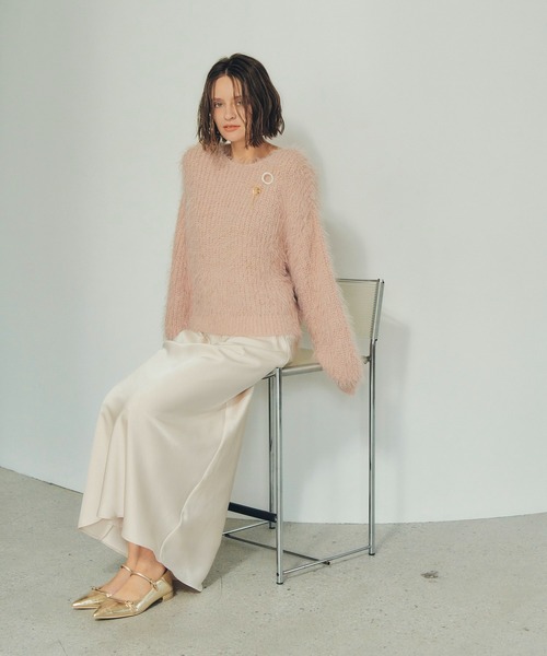 YECCA VECCA(イェッカヴェッカ)の「サテンフレアスカート(スカート・レディース・ブラウン/ブルー系その他7/アイボリー・FREE)」の2枚目の写真