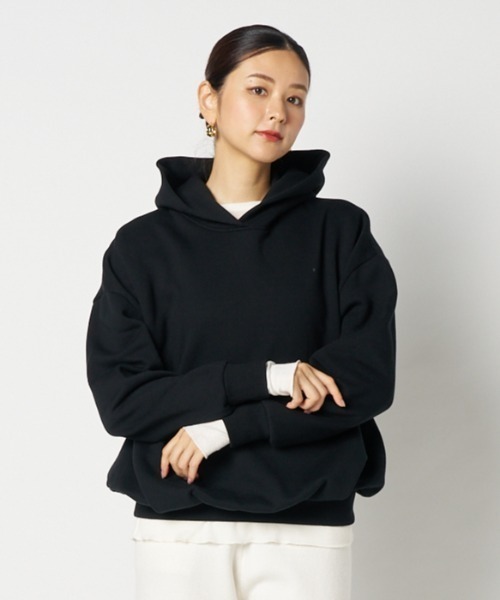 GATHERED WAIST SWEAT HOODIE
