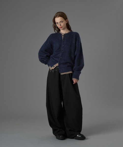 ONCILY（オンシェリー）の「LAYERED EDGE KNIT CARDIGAN / レイヤードエッジニットカーディガン（カーディガン/ボレロ・メンズ・チャコールグレー/ブラック/ブラウン/ネイビー・SMALL/MEDIUM/LARGE）」の17枚目の写真