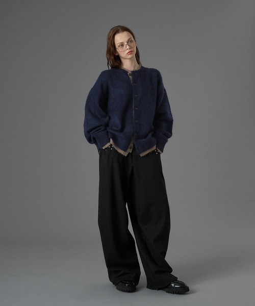 ONCILY（オンシェリー）の「LAYERED EDGE KNIT CARDIGAN / レイヤードエッジニットカーディガン（カーディガン/ボレロ・メンズ・チャコールグレー/ブラック/ブラウン/ネイビー・SMALL/MEDIUM/LARGE）」の18枚目の写真