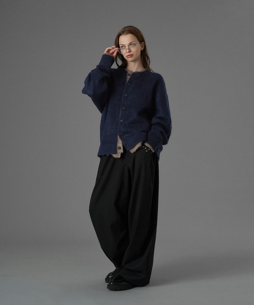 ONCILY（オンシェリー）の「LAYERED EDGE KNIT CARDIGAN / レイヤードエッジニットカーディガン（カーディガン/ボレロ・メンズ・チャコールグレー/ブラック/ブラウン/ネイビー・SMALL/MEDIUM/LARGE）」の19枚目の写真