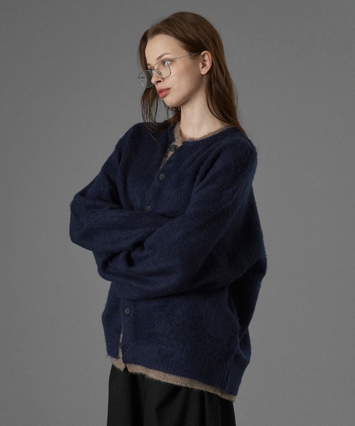 ONCILY（オンシェリー）の「LAYERED EDGE KNIT CARDIGAN / レイヤードエッジニットカーディガン（カーディガン/ボレロ・メンズ・チャコールグレー/ブラック/ブラウン/ネイビー・SMALL/MEDIUM/LARGE）」の12枚目の写真