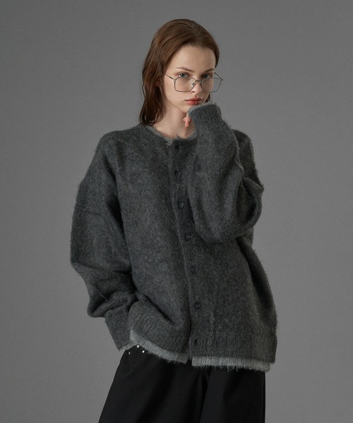 ONCILY（オンシェリー）の「LAYERED EDGE KNIT CARDIGAN / レイヤードエッジニットカーディガン（カーディガン/ボレロ・メンズ・チャコールグレー/ブラック/ブラウン/ネイビー・SMALL/MEDIUM/LARGE）」の21枚目の写真