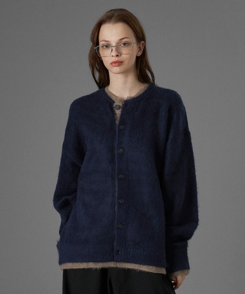 ONCILY（オンシェリー）の「LAYERED EDGE KNIT CARDIGAN / レイヤードエッジニットカーディガン（カーディガン/ボレロ・メンズ・チャコールグレー/ブラック/ブラウン/ネイビー・SMALL/MEDIUM/LARGE）」の11枚目の写真