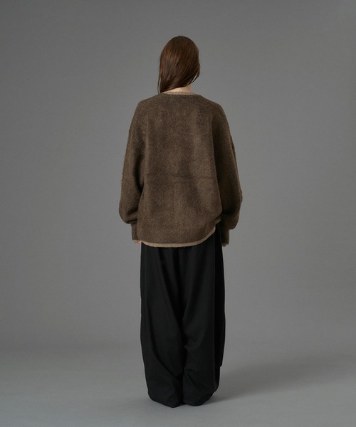 ONCILY（オンシェリー）の「LAYERED EDGE KNIT CARDIGAN / レイヤードエッジニットカーディガン（カーディガン/ボレロ・メンズ・チャコールグレー/ブラック/ブラウン/ネイビー・SMALL/MEDIUM/LARGE）」の9枚目の写真