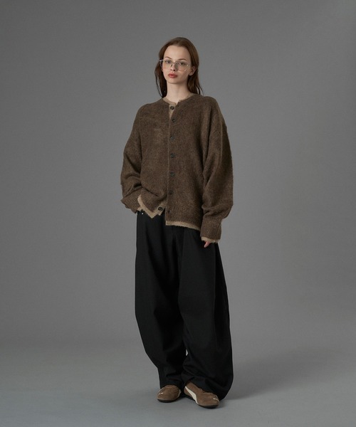 ONCILY（オンシェリー）の「LAYERED EDGE KNIT CARDIGAN / レイヤードエッジニットカーディガン（カーディガン/ボレロ・メンズ・チャコールグレー/ブラック/ブラウン/ネイビー・SMALL/MEDIUM/LARGE）」の6枚目の写真