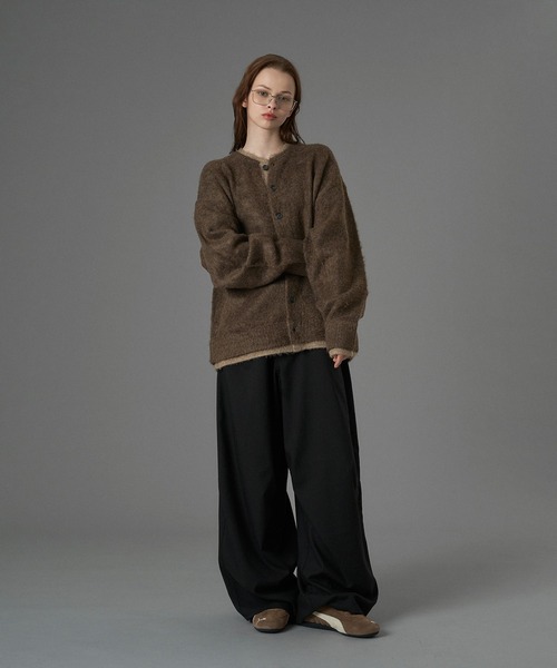 ONCILY（オンシェリー）の「LAYERED EDGE KNIT CARDIGAN / レイヤードエッジニットカーディガン（カーディガン/ボレロ・メンズ・チャコールグレー/ブラック/ブラウン/ネイビー・SMALL/MEDIUM/LARGE）」の7枚目の写真