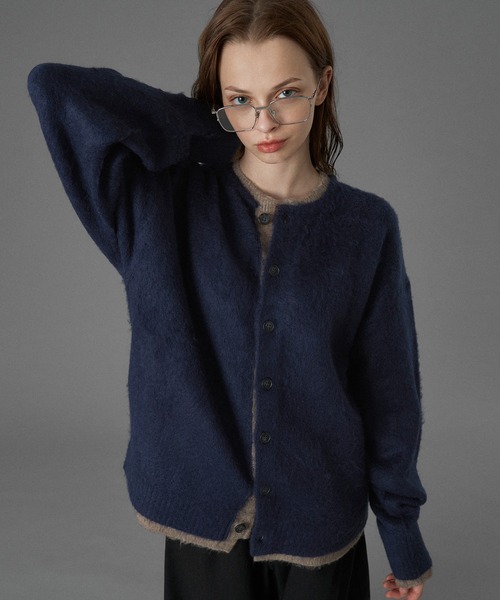 ONCILY（オンシェリー）の「LAYERED EDGE KNIT CARDIGAN / レイヤードエッジニットカーディガン（カーディガン/ボレロ・メンズ・チャコールグレー/ブラック/ブラウン/ネイビー・SMALL/MEDIUM/LARGE）」の13枚目の写真