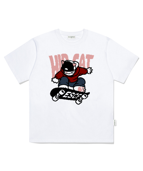 ESCAPEFROM（エスケープフロム）の「カラー ヒップ キャット スケートボード プリント オーバーサイズ 半袖Tシャツ ホワイト（Tシャツ/カットソー・レディース・その他・LARGE/SMALL/MEDIUM）」の2枚目の写真