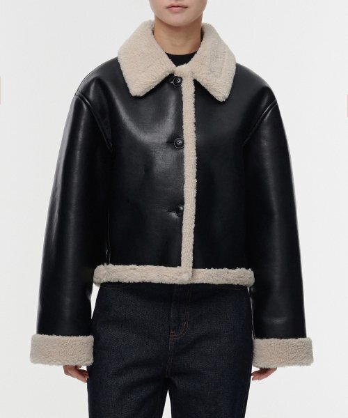MUSINSA STANDARD WOMAN（ムシンサスタンダードウーマン）の「ウィメンズ シンセティックレザー シアリングジャケット [ブラック]（ムートンコート・レディース・その他・SMALL/MEDIUM）」の21枚目の写真
