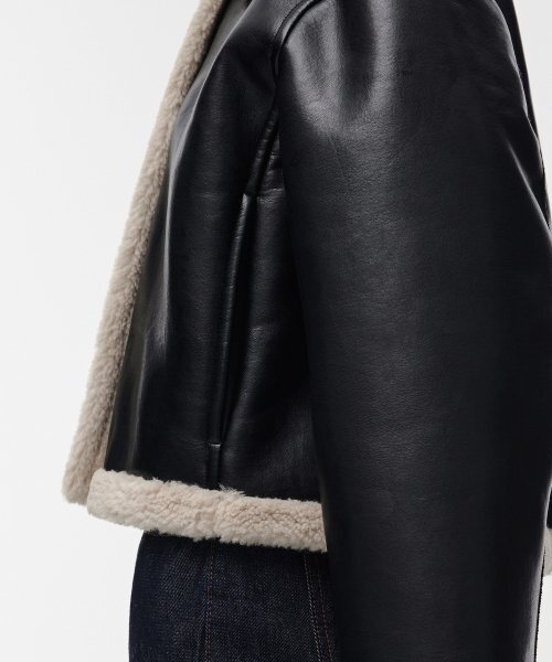 MUSINSA STANDARD WOMAN（ムシンサスタンダードウーマン）の「ウィメンズ シンセティックレザー シアリングジャケット [ブラック]（ムートンコート・レディース・その他・SMALL/MEDIUM）」の16枚目の写真