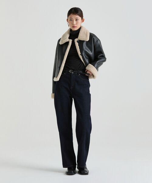 MUSINSA STANDARD WOMAN（ムシンサスタンダードウーマン）の「ウィメンズ シンセティックレザー シアリングジャケット [ブラック]（ムートンコート・レディース・その他・SMALL/MEDIUM）」の12枚目の写真