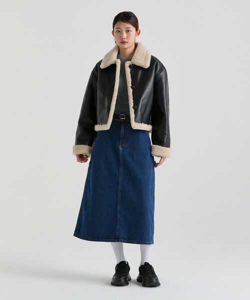 MUSINSA STANDARD WOMAN（ムシンサスタンダードウーマン）の「ウィメンズ シンセティックレザー シアリングジャケット [ブラック]（ムートンコート・レディース・その他・SMALL/MEDIUM）」の11枚目の写真
