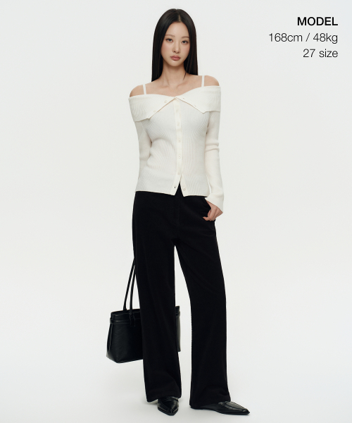 MUSINSA STANDARD WOMAN（ムシンサスタンダードウーマン）の「ウィメンズストレートコーデュロイパンツ[ブラック]（その他パンツ・レディース・その他・30/24/25/26/27/28/29）」の2枚目の写真
