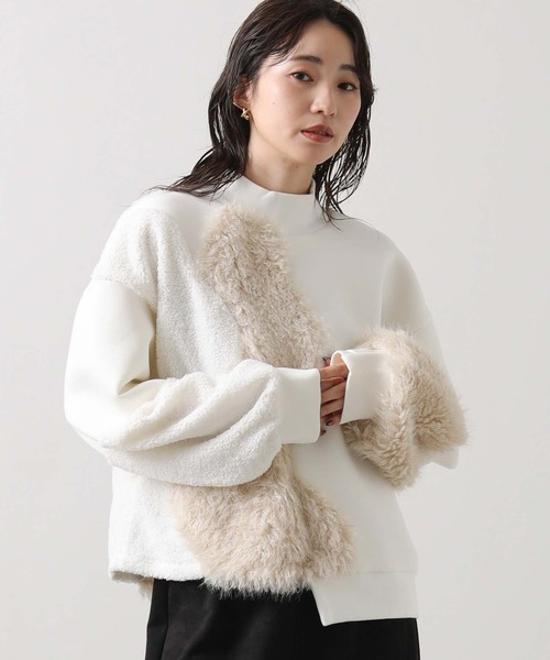 AULA AILA（アウラアイラ）の「ＡＵＬＡボア切替ハイネックカットソー（Tシャツ/カットソー・レディース・アイボリー・FREE）」の7枚目の写真