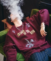 予約商品】ニット/セーター（レッド/赤色系・ワンポイント