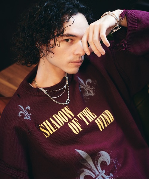 glamb(グラム)の「Sacred Damage Knit / セイクリッドダメージニット(ニット/セーター・メンズ・レッド/ブラック・S/M/L)」の13枚目の写真