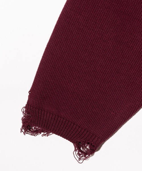 glamb(グラム)の「Sacred Damage Knit / セイクリッドダメージニット(ニット/セーター・メンズ・レッド/ブラック・S/M/L)」の15枚目の写真