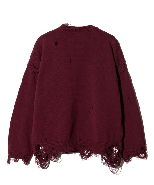 glamb(グラム)の「Sacred Damage Knit / セイクリッドダメージニット(ニット/セーター・メンズ・レッド/ブラック・S/M/L)」の5枚目の写真