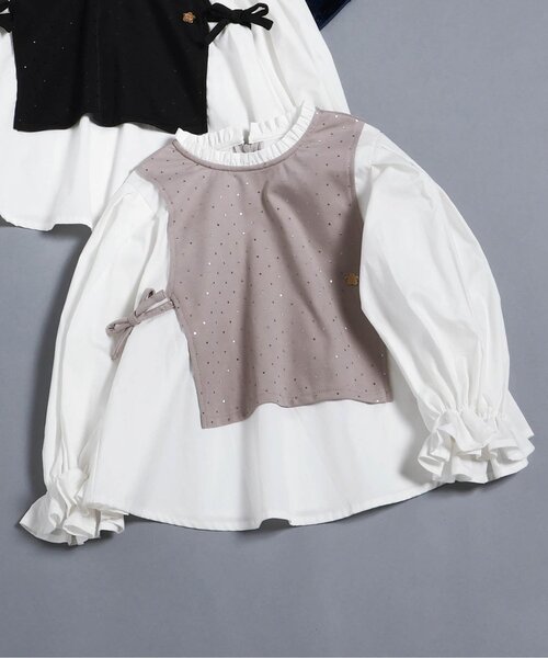 BREEZE(ブリーズ)の「Belchic 着せこみチュニック_ジュニア対応(シャツ/ブラウス・キッズ・グレー/ブラック・90/100/110/120/130/140)」の2枚目の写真