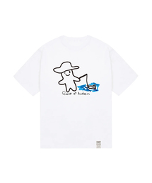 [UNISEX]ヒューマンドローイングフィッシュスマイルバンファルティ_ホワイト