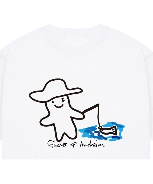 GRAVER（グレーバー）の「[UNISEX]ヒューマンドローイングフィッシュスマイルバンファルティ_ホワイト（Tシャツ/カットソー・レディース・ホワイト・SMALL/MEDIUM/LARGE/X-LARGE）」の6枚目の写真