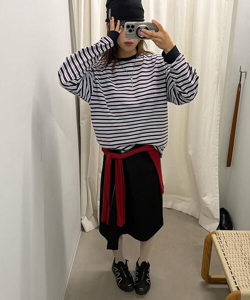 SUNBURNPROJECT(サンバーンプロジェクト)の「Over Fit Stripe Long Sleeve Top, SKY BLUE(Tシャツ/カットソー・レディース・その他・FREE)」の6枚目の写真